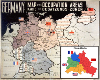 Germany, divided after the war. Berlin, the German capital, lies deep in the Soviet-controlled eastern part of the country. (Author unknown)